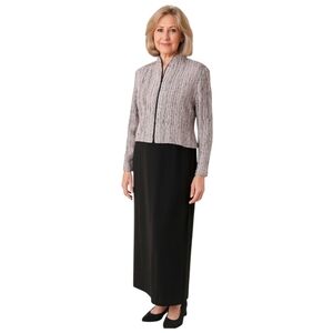 Alex Evenings Sparkly Mauve & Black Floor Length Dress 2 Piece Set Size 10 NWT